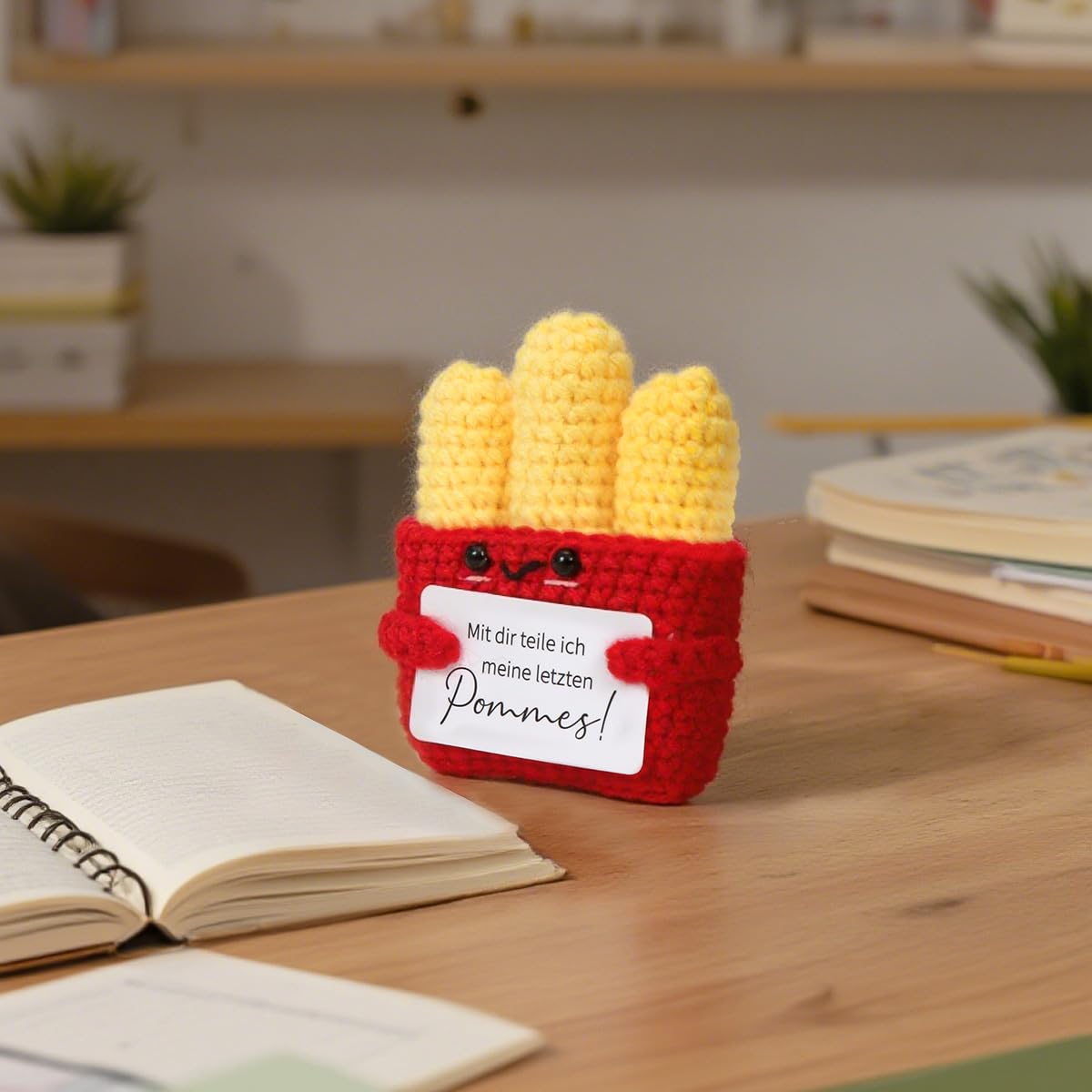 Cadimus Lustige Pommes Puppe,Gestrickte Pommesfrites,Pocket Hug Pommes Frites,Emotionale Unterstützung Strickpuppe,Positive Geschenke für Geburtstage, Weihnachten,Partyspielzeug, Partydekoration