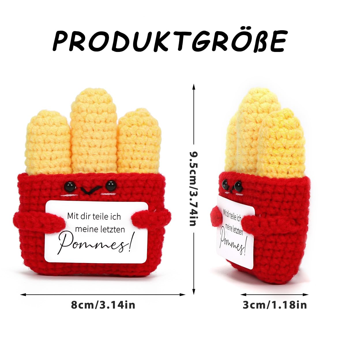 Cadimus Lustige Pommes Puppe,Gestrickte Pommesfrites,Pocket Hug Pommes Frites,Emotionale Unterstützung Strickpuppe,Positive Geschenke für Geburtstage, Weihnachten,Partyspielzeug, Partydekoration