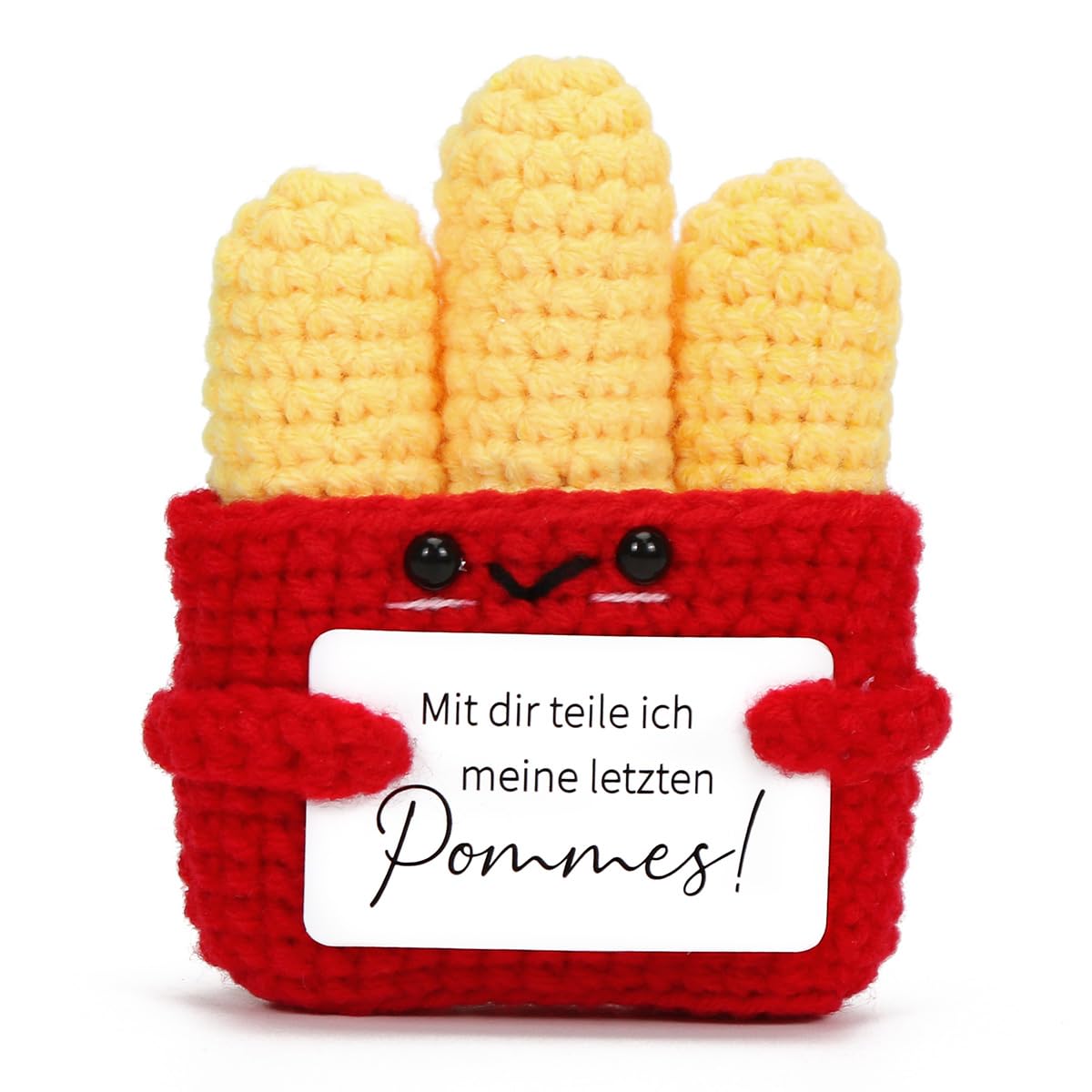 Cadimus Lustige Pommes Puppe,Gestrickte Pommesfrites,Pocket Hug Pommes Frites,Emotionale Unterstützung Strickpuppe,Positive Geschenke für Geburtstage, Weihnachten,Partyspielzeug, Partydekoration