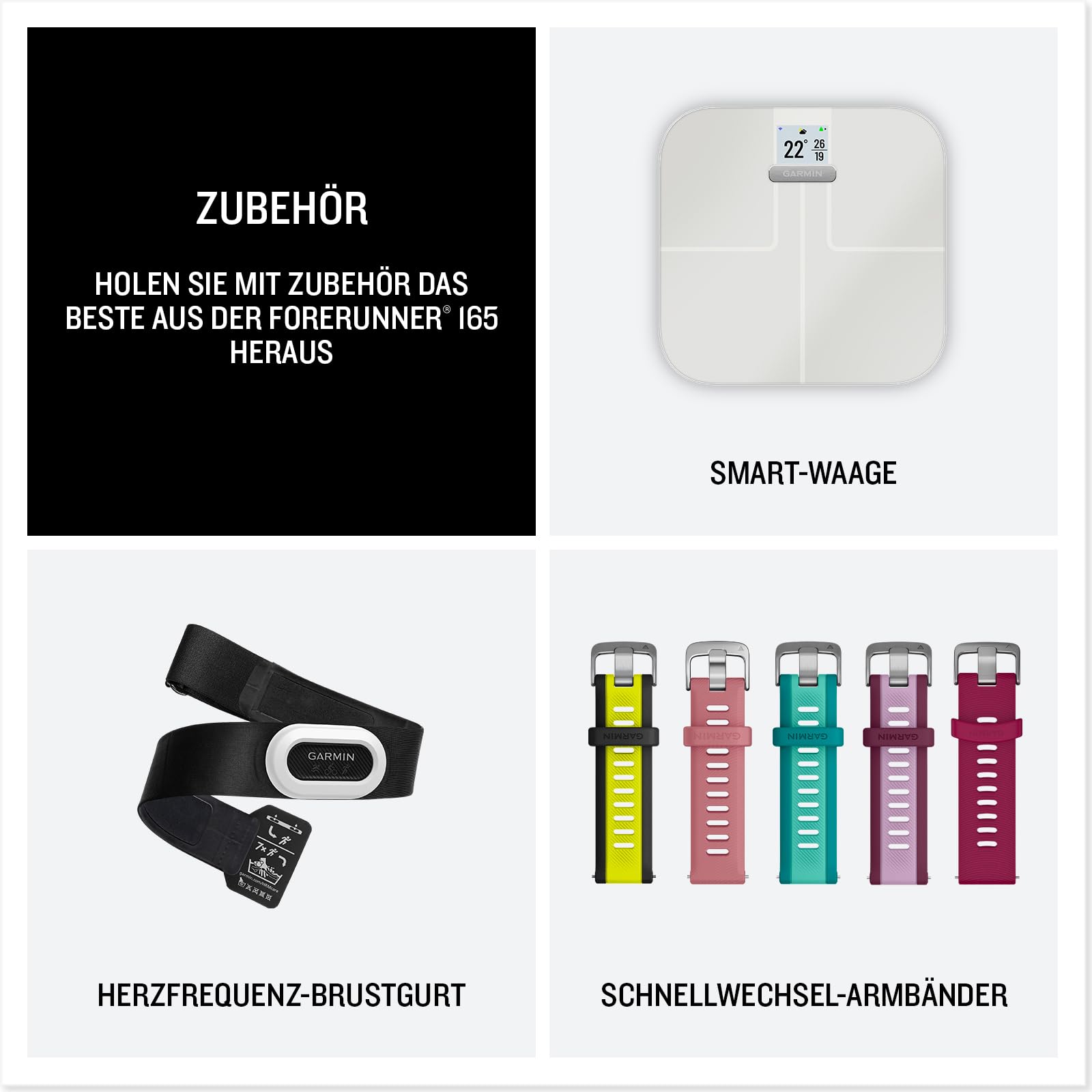 GARMIN Forerunner 165, leichte GPS Smartwatch zum Laufen, mit AMOLED Touchscreen, Trainingsempfehlungen, Gesundheitsdaten, smarten Funktionen