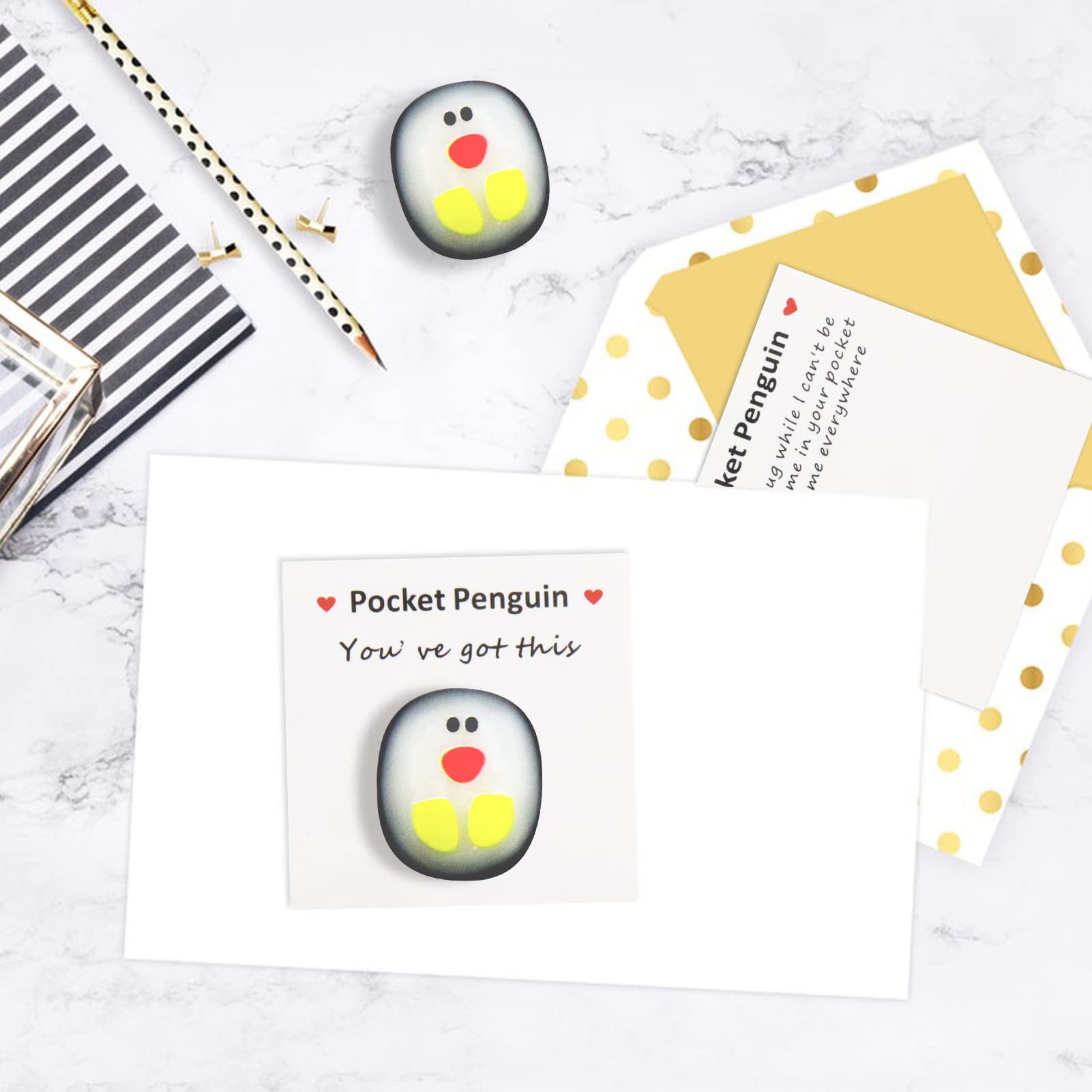 Zoonvii Pocket Penguin Hug,A Little Pocket Penguin Hug, 2 Stück Mini Tier Taschen Umarmungs Pinguin,Niedlich Pinguin Spielzeug Ermutigende Geschenke mit Ermutigender Grußkarte zur Ermutigung