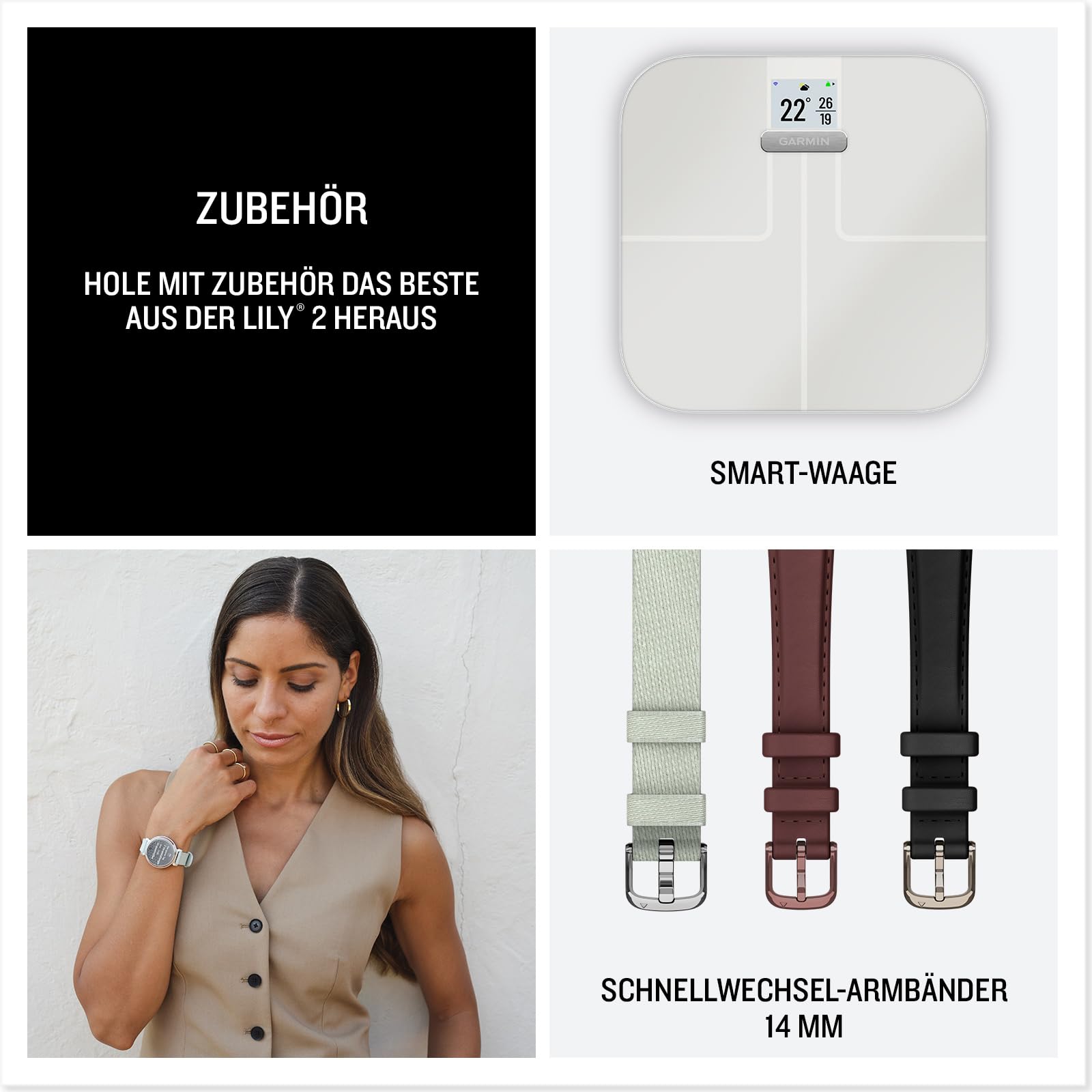 Garmin Lily 2, modische Smartwatch für Frauen, 2,54 cm Touchdisplay, Gesundheits- & Fitnessfunktionen, Smart Notifications, bis 5 Tage Akkulaufzeit