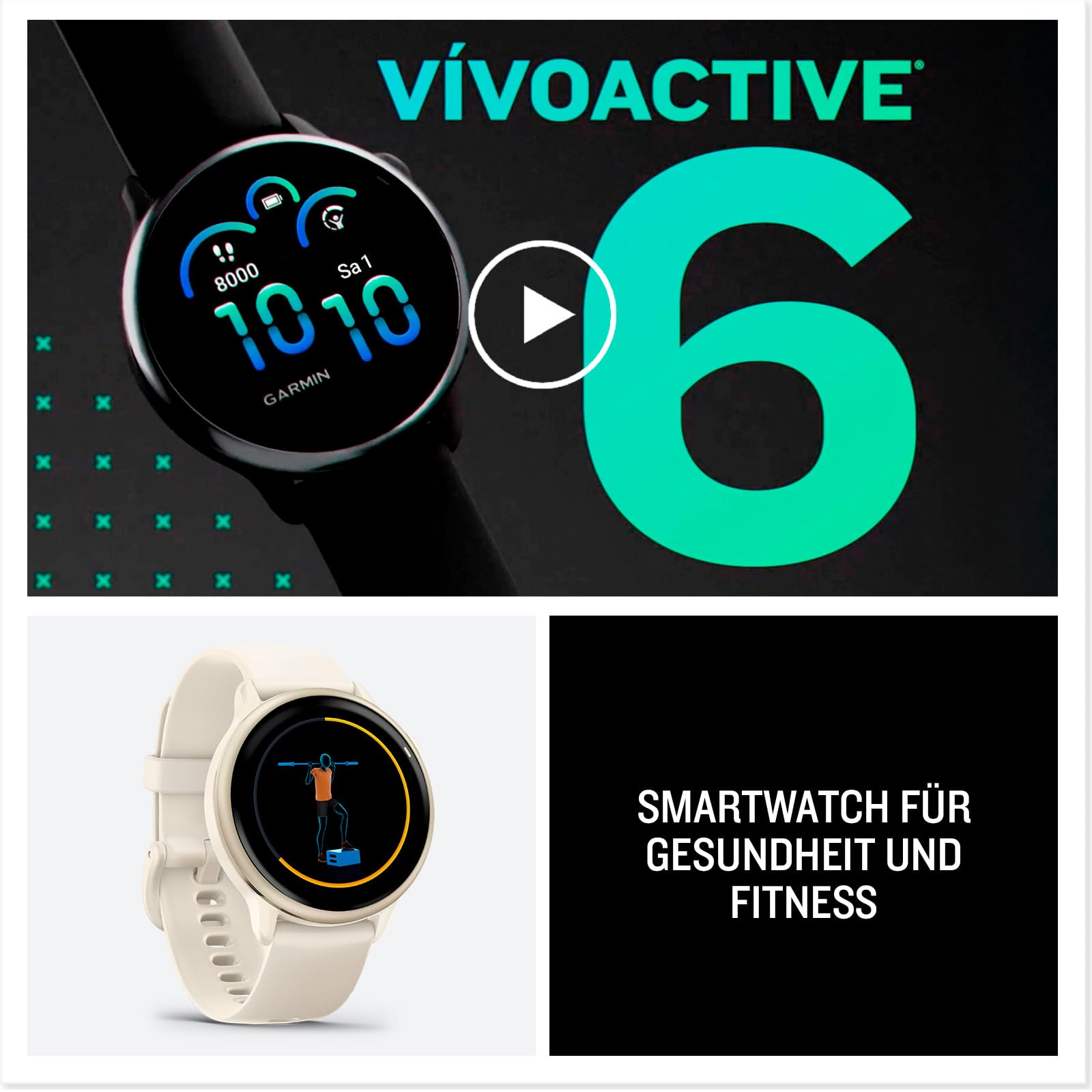 Garmin vívoactive 6 (42 mm) Fitness-Smartwatch, 1,2" AMOLED, bis 11 Tage Akkulaufzeit, 80+ Sport-Apps, Trainings- & Gesundheitsfunktionen