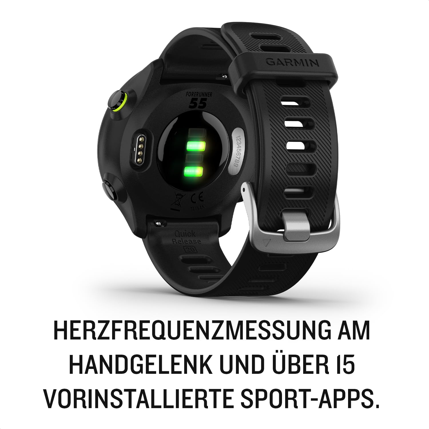 Garmin Forerunner 55 GPS-Laufuhr, 1,04“ Always-On-Farbdisplay, Trainingsempfehlungen, Laufzeitprognose, 15+ Sport-Apps, Schwarz, bis 14 Tage