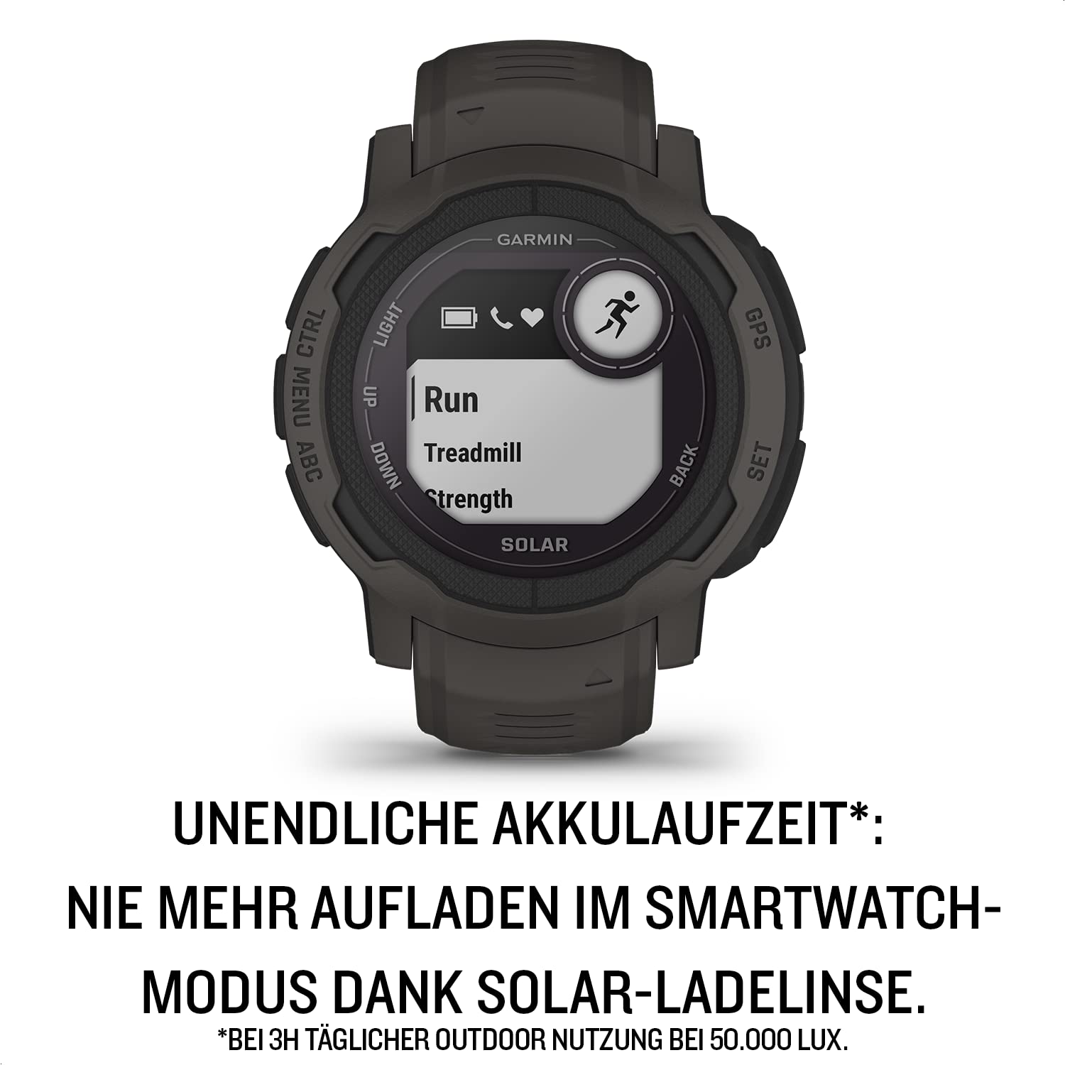 Garmin Instinct 2 Solar GPS-Smartwatch, unendliche Akkulaufzeit im Smartwatch-Modus, 40+ Sport-Apps, Garmin Pay, Trainingszustand, Fitnessalter