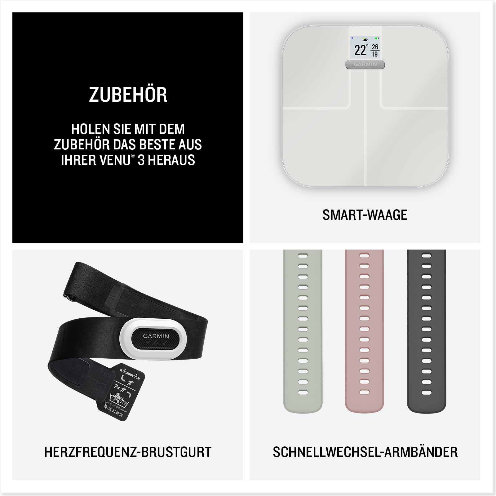 Garmin Venu 3 GPS-Fitness-Smartwatch, 1,4" AMOLED-Touchdisplay, Bluetooth-Telefonie, Sprachassistenz, Fitnessfunktionen, Garmin Music, Garmin Pay