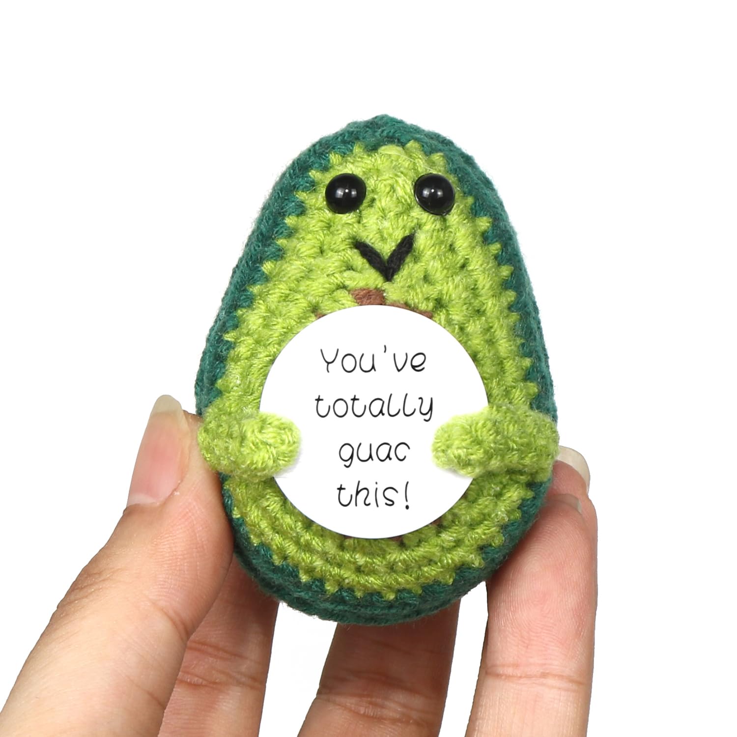 Positive Avocado Puppe - Pocket Hug Mini Plüsch, Spielzeug Mit Aufmunterung Karte, Kreative Strickwolle Häkelpuppe, Geschenk Für Freunde Geburtstag Weihnachten Abschied Motivation