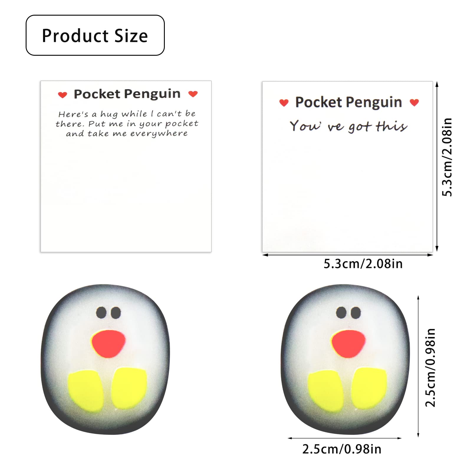 Zoonvii Pocket Penguin Hug,A Little Pocket Penguin Hug, 2 Stück Mini Tier Taschen Umarmungs Pinguin,Niedlich Pinguin Spielzeug Ermutigende Geschenke mit Ermutigender Grußkarte zur Ermutigung