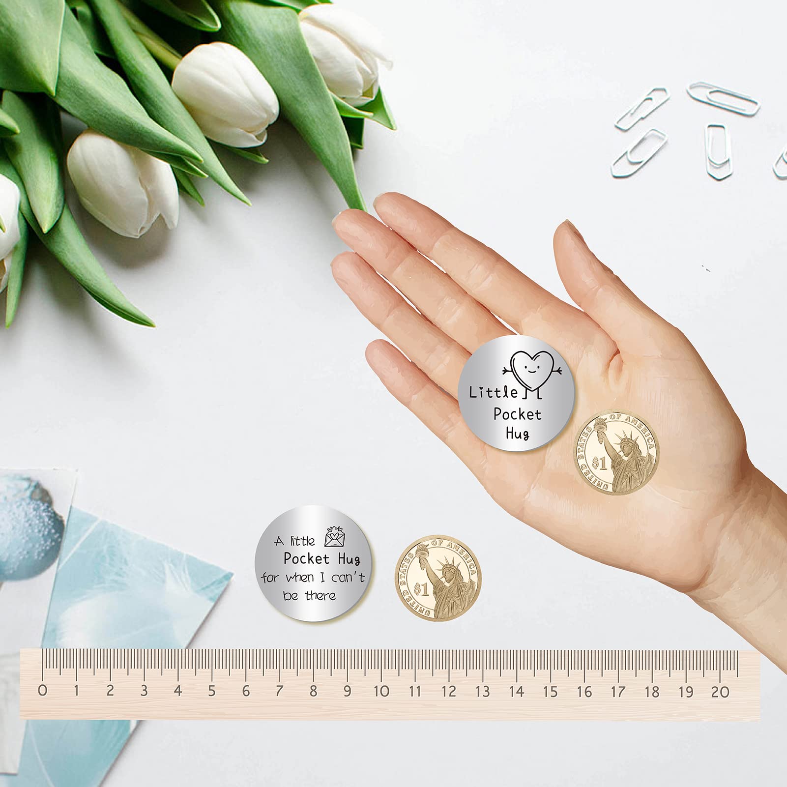 CREATCABIN Little Pocket Hug Token Long Distance Relationship Gift Inspirierende Doppelseitige Münze Inspirierende Geschenke Für Frauen Freunde Männer Bestie Tochter Sohn Kollegin Freundin 3 x 3cm
