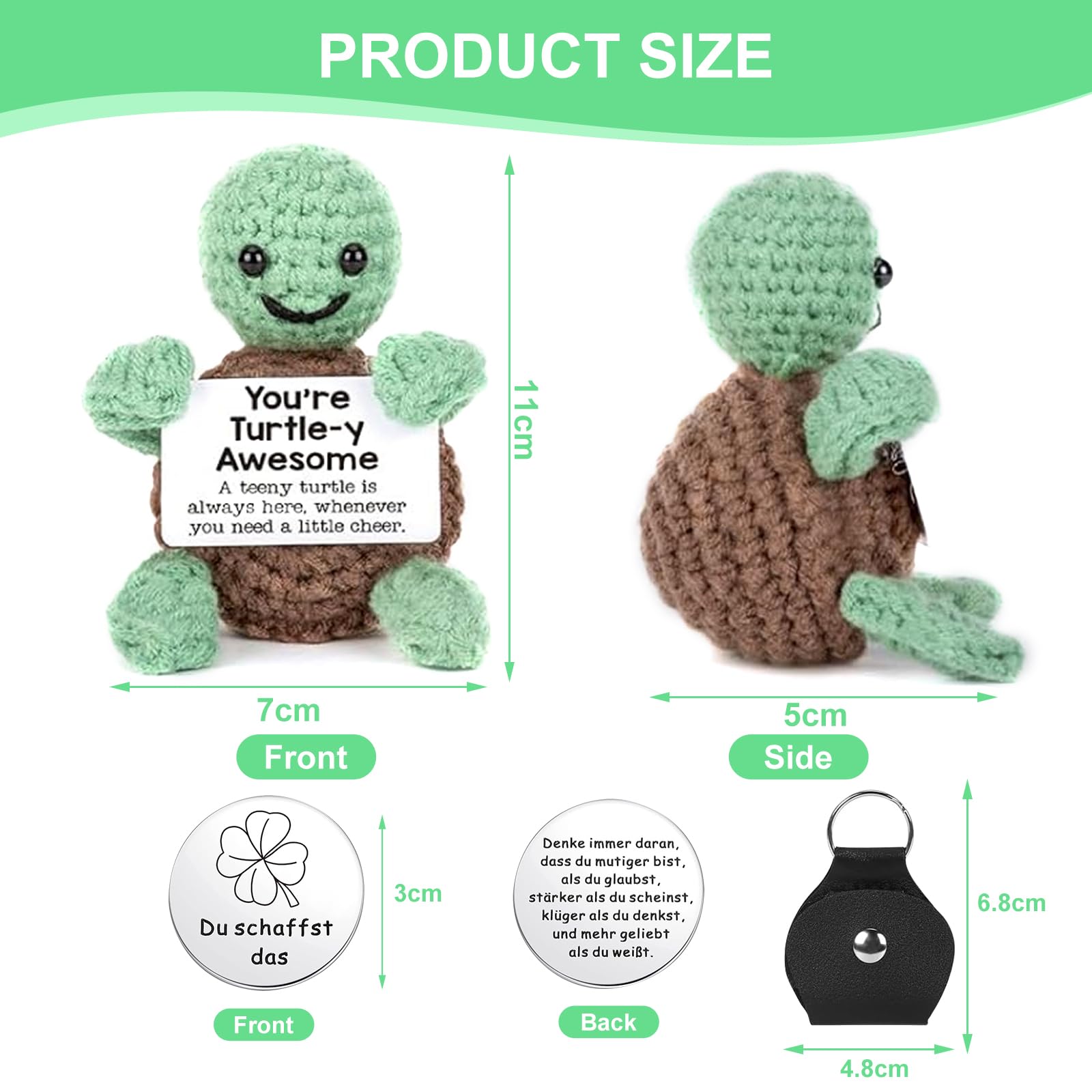 NUUOTP Pocket Hug Positive Schildkröte Glücksbringer Geschenke Gehäkelte Kreative Strickwolle Puppe Lustige Mutmacher Kinder Geschenke Beste Freundin
