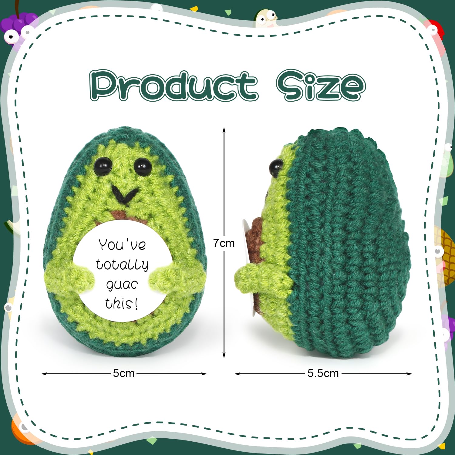 Positive Avocado Puppe - Pocket Hug Mini Plüsch, Spielzeug Mit Aufmunterung Karte, Kreative Strickwolle Häkelpuppe, Geschenk Für Freunde Geburtstag Weihnachten Abschied Motivation