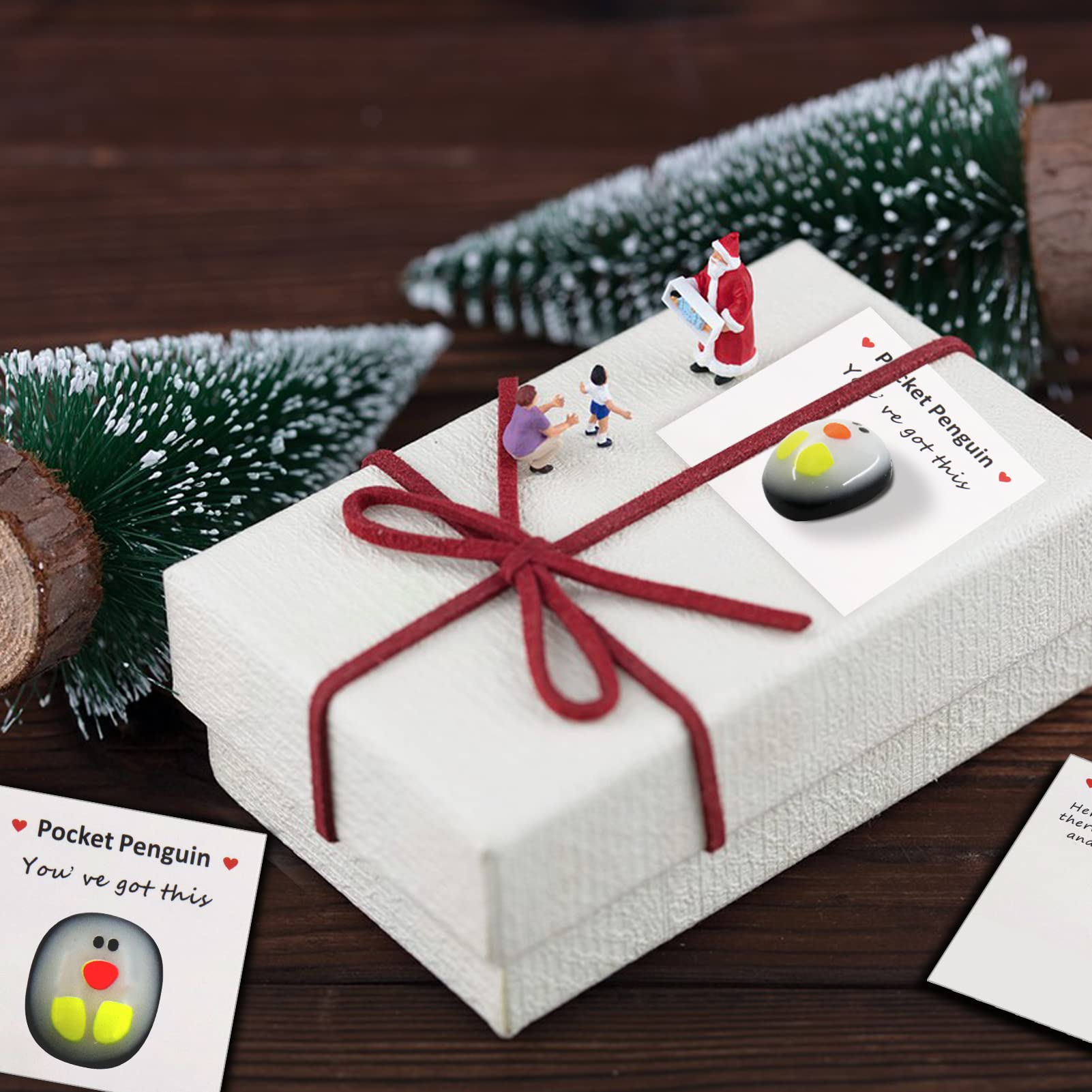 Zoonvii Pocket Penguin Hug,A Little Pocket Penguin Hug, 2 Stück Mini Tier Taschen Umarmungs Pinguin,Niedlich Pinguin Spielzeug Ermutigende Geschenke mit Ermutigender Grußkarte zur Ermutigung