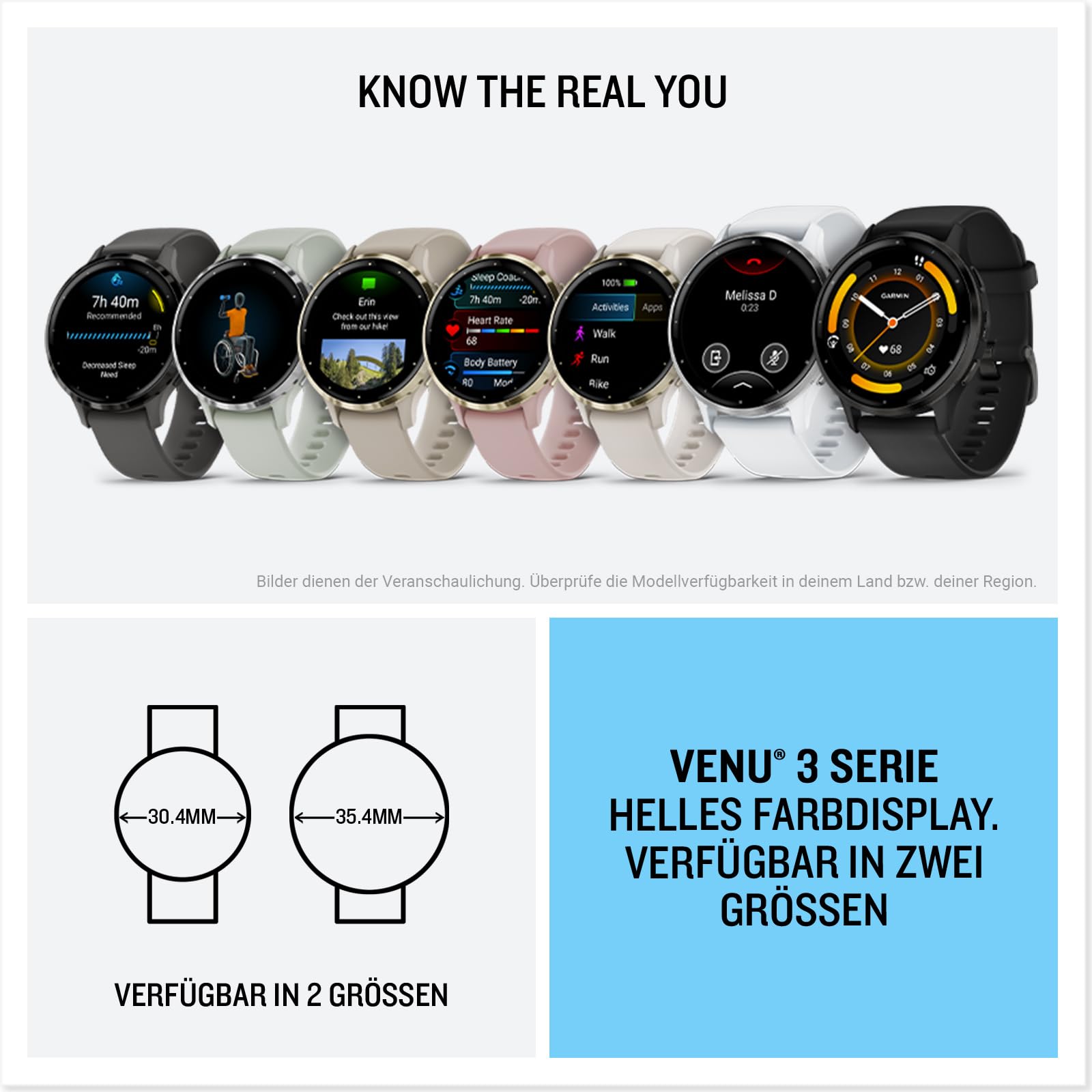 Garmin Venu 3 GPS-Fitness-Smartwatch, 1,4" AMOLED-Touchdisplay, Bluetooth-Telefonie, Sprachassistenz, Fitnessfunktionen, Garmin Music, Garmin Pay
