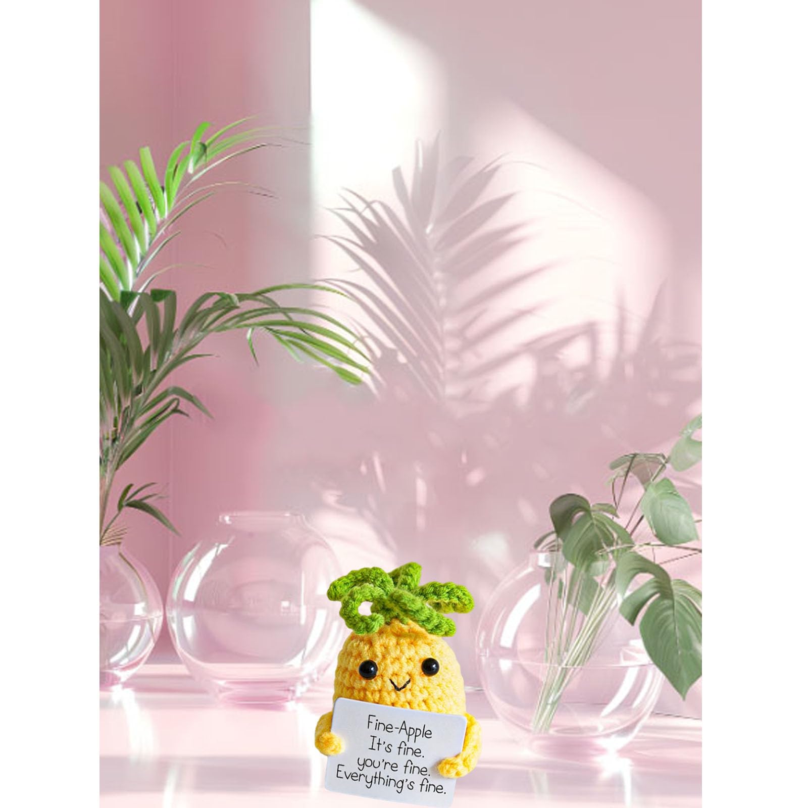 Dinghaole gestrickte Wolle Ananas Puppe Pocket Hug Positive Geschenke, Sternfrucht Mutmacher Geschenk für Frauen,Männer,Partner,Beste Freundin,Kollegen,Studenten