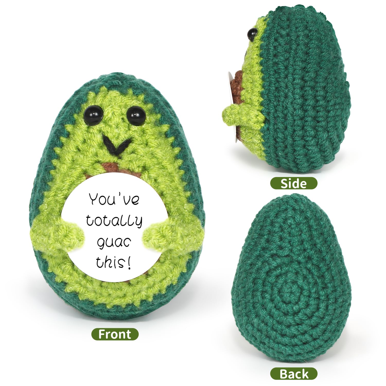 Positive Avocado Puppe - Pocket Hug Mini Plüsch, Spielzeug Mit Aufmunterung Karte, Kreative Strickwolle Häkelpuppe, Geschenk Für Freunde Geburtstag Weihnachten Abschied Motivation