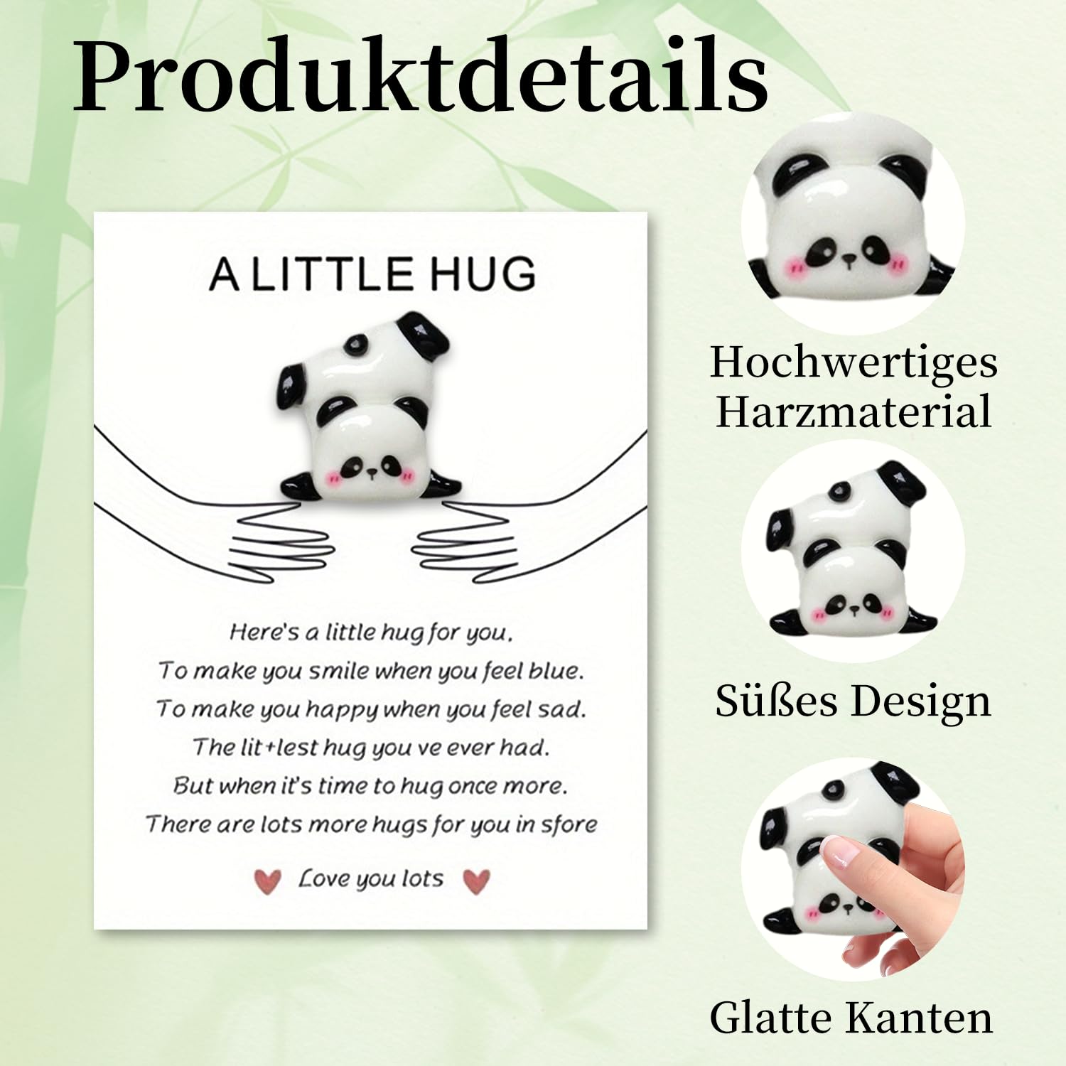 Pocket Hug Panda Glücksbringer Panda Pocket Hug Kleine Geschenk für Frauen Aufmunterung Geschenke Trost Geschenke Pocket Hug Positive Geschenke Gute Besserung Geschenke für Familie Freunde