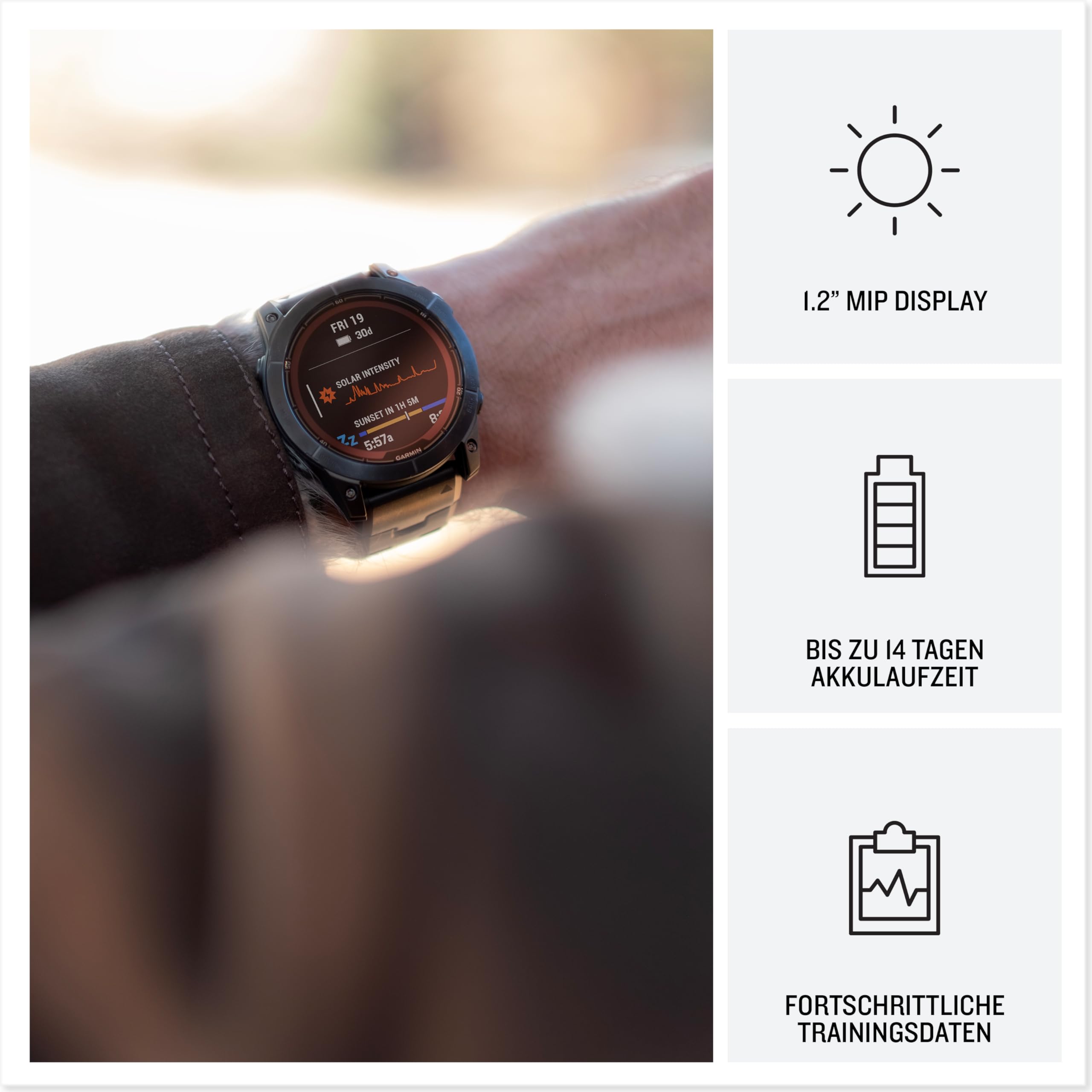Garmin fēnix 7S Pro, GPS-Multisport-Smartwatch, Solarladelinse, Farbdisplay, Touch & Tasten, TOPO-Karten, 60+ Sport-Apps, Garmin Music, Garmin Pay