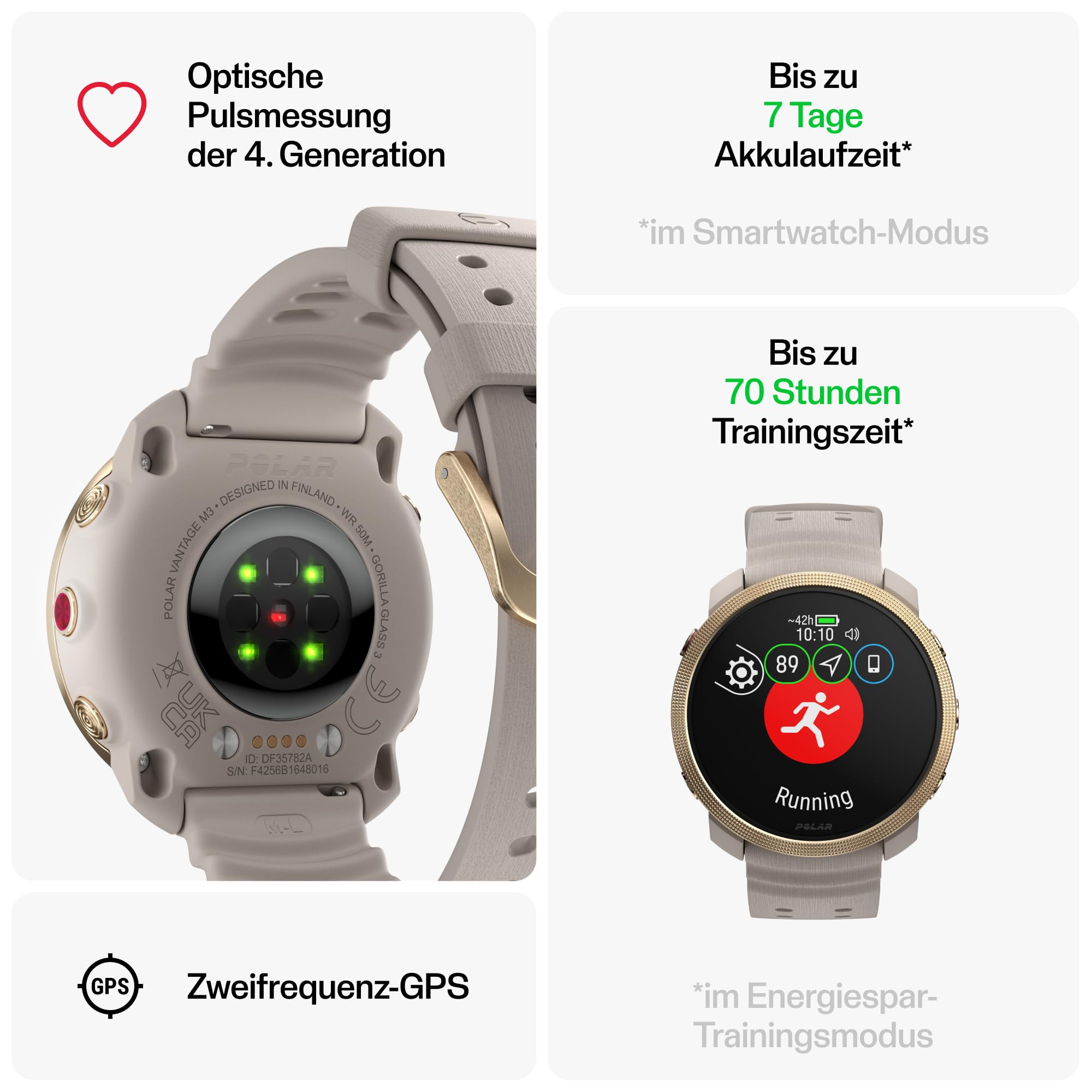 Polar Vantage M3 – Multisport-Smartwatch mit Amoled-Display, Dual-Frequenz-GPS, Turn-by-Turn-Navigation, bis zu 7 Tage Akkulaufzeit