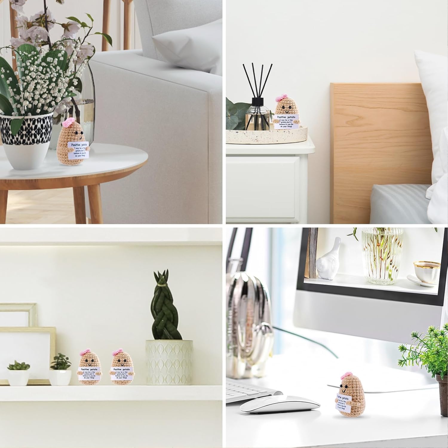 Yuqilin Lustige Positive Potato Pocket Hug, Kartoffel GlüCksbringer, Lustige Kartoffel mit Schleife, Potato Motivationsgeschenke, Hug Positive, für Familie Freund Motivationsgeschenke