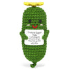 Positive Gurken Puppe, Pocket Hug Mini Plush, Saure Gurken Spielzeug mit Aufmunterung Karte, Kreative Strickwolle Pickle-Häkelpuppe, Geschenk für Freunde Geburtstags Weihnachten Abschieds Motivations