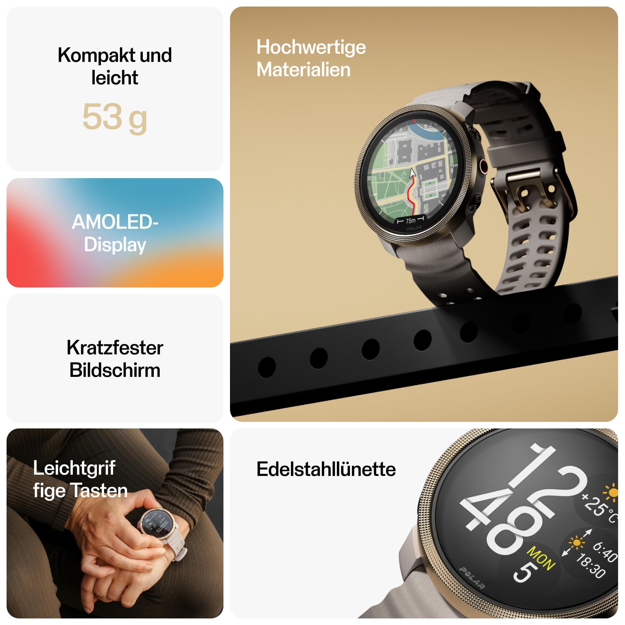 Polar Vantage M3 – Multisport-Smartwatch mit Amoled-Display, Dual-Frequenz-GPS, Turn-by-Turn-Navigation, bis zu 7 Tage Akkulaufzeit
