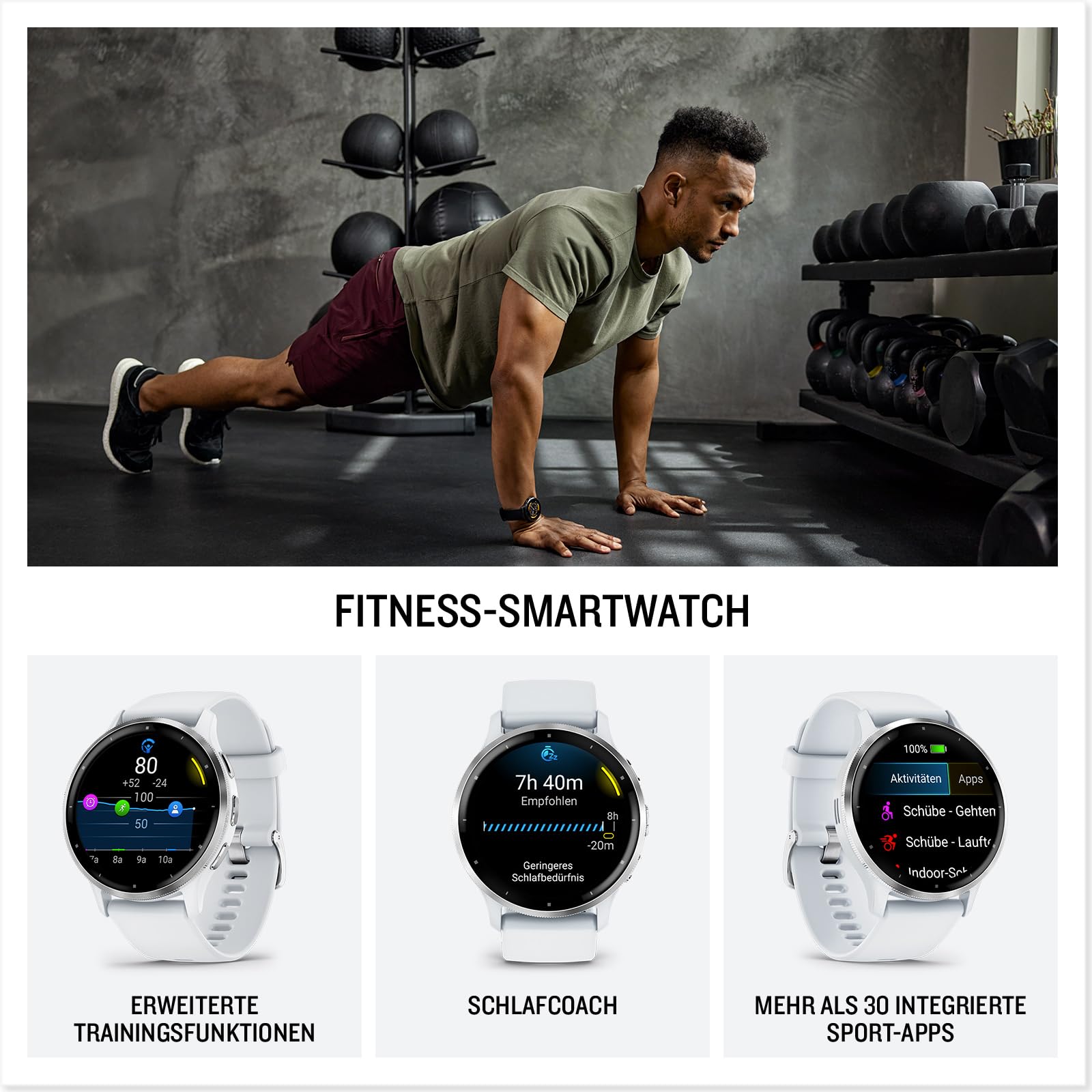 Garmin Venu 3 GPS-Fitness-Smartwatch, 1,4" AMOLED-Touchdisplay, Bluetooth-Telefonie, Sprachassistenz, Fitnessfunktionen, Garmin Music, Garmin Pay
