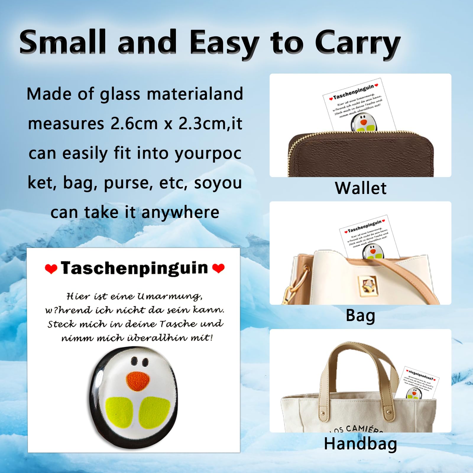 ZHXGO Pocket Penguin Hug, Kleine Taschen Pinguin Umarmung mit Ermutigend Grußkarte und Schlüsselanhänger, Niedlich Pinguin Spielzeug Ermutigende Geschenke, Mini Pinguin Spielzeug Dekoration