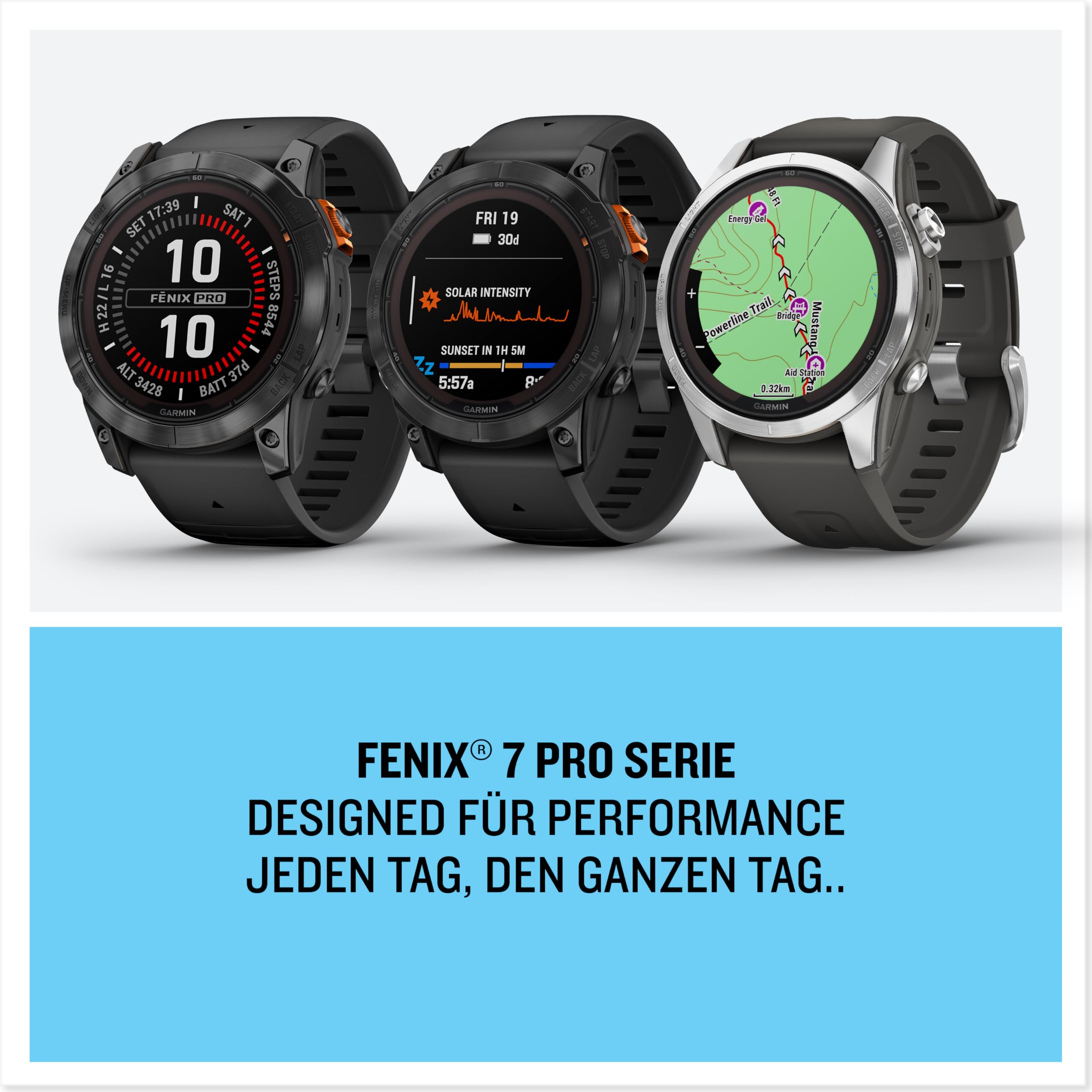 Garmin fēnix 7S Pro, GPS-Multisport-Smartwatch, Solarladelinse, Farbdisplay, Touch & Tasten, TOPO-Karten, 60+ Sport-Apps, Garmin Music, Garmin Pay