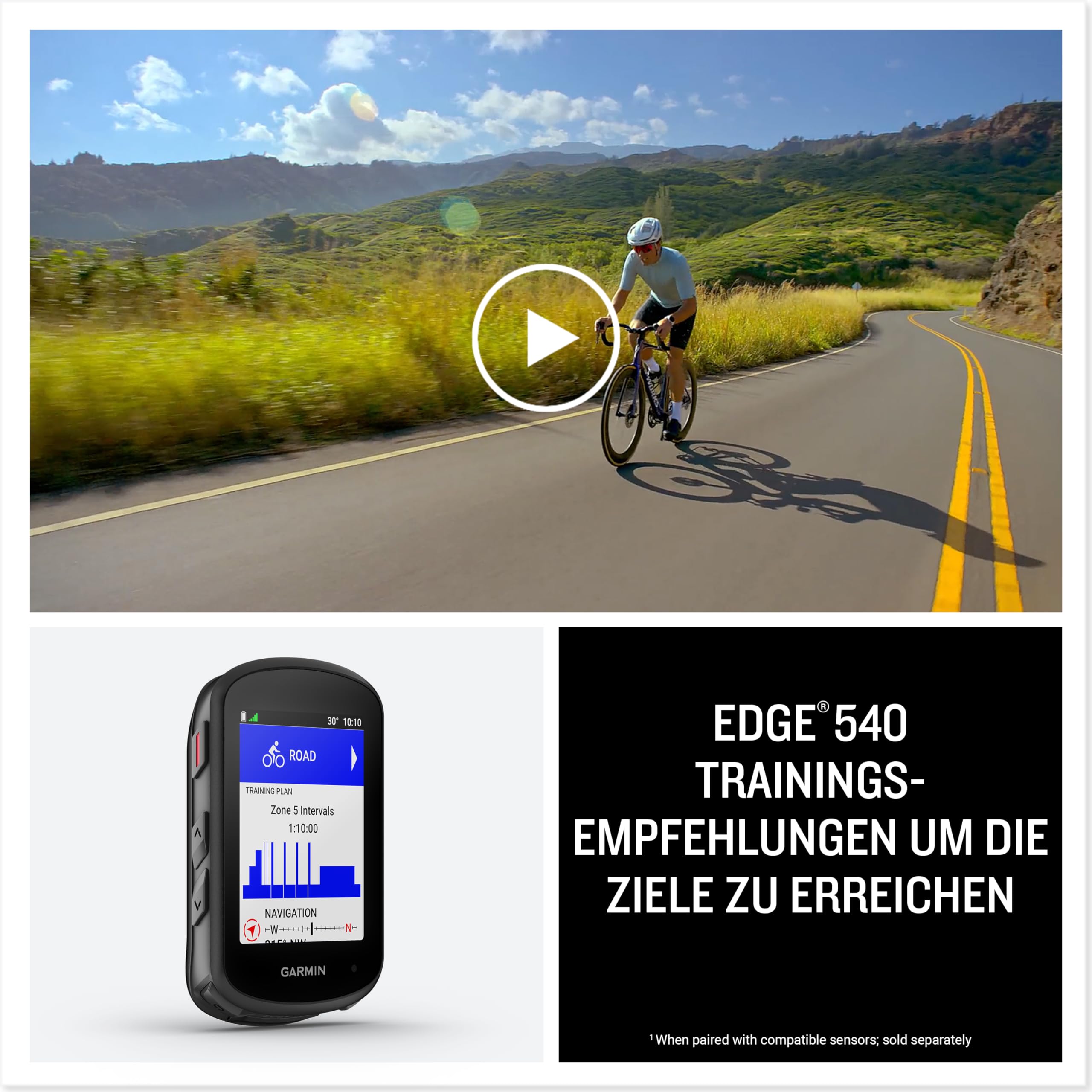 Garmin Edge 540 EU, GPS-Fahrradcomputer, 2,6" Farbdisplay, Europakarten, Leistungsdaten, Tastenbedienung, bis 26 Std. Akkulaufzeit