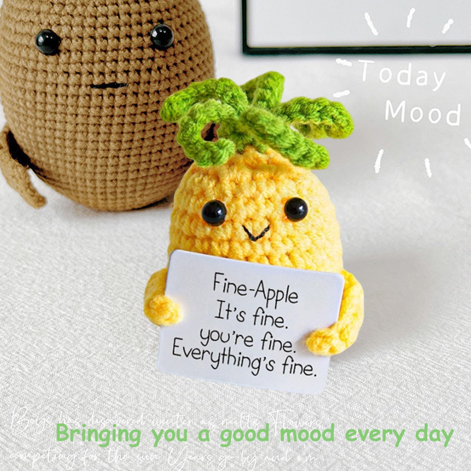 Dinghaole gestrickte Wolle Ananas Puppe Pocket Hug Positive Geschenke, Sternfrucht Mutmacher Geschenk für Frauen,Männer,Partner,Beste Freundin,Kollegen,Studenten