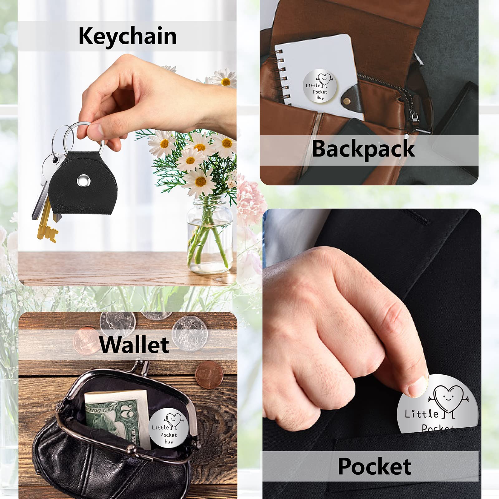 CREATCABIN Little Pocket Hug Token Long Distance Relationship Gift Inspirierende Doppelseitige Münze Inspirierende Geschenke Für Frauen Freunde Männer Bestie Tochter Sohn Kollegin Freundin 3 x 3cm