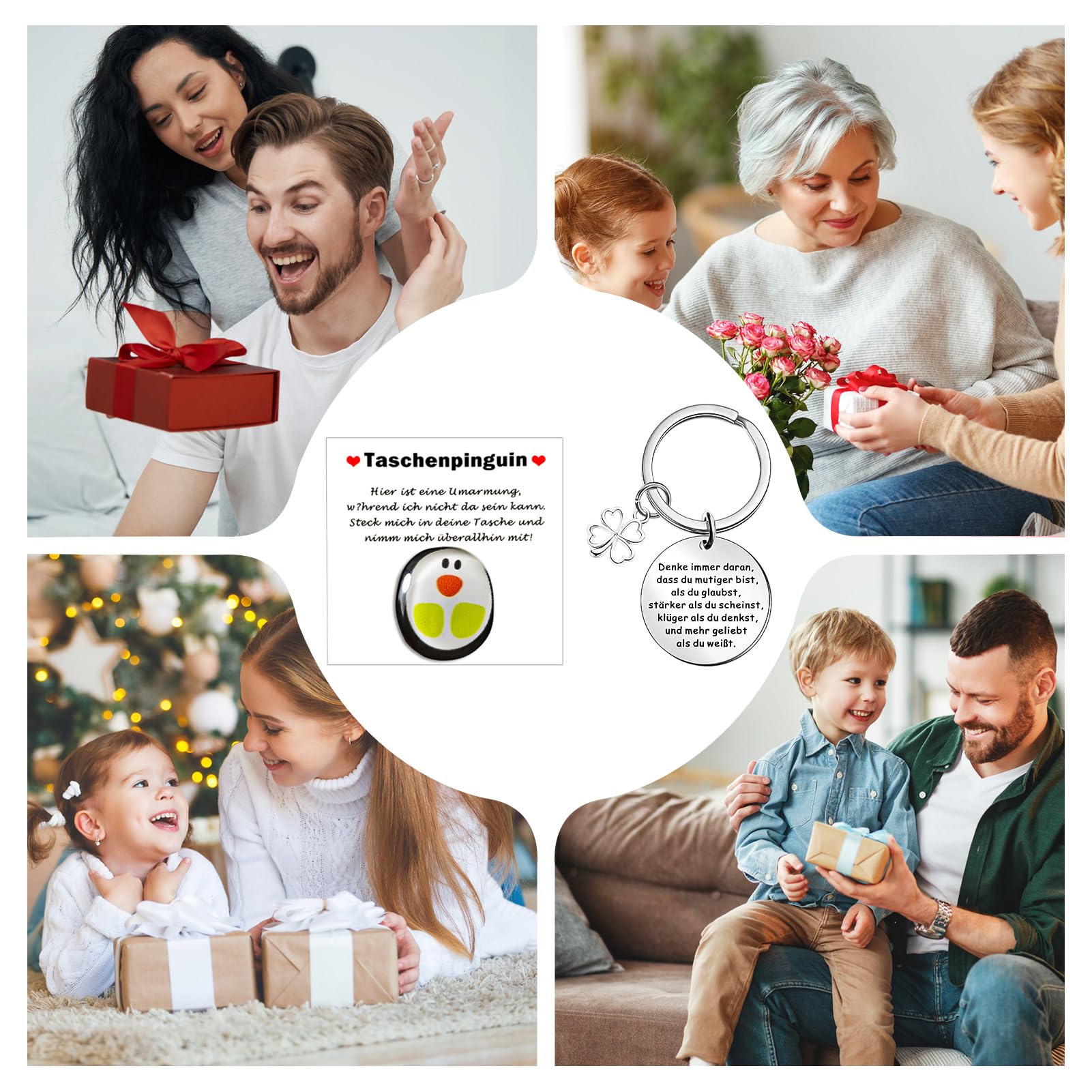 ZHXGO Pocket Penguin Hug, Kleine Taschen Pinguin Umarmung mit Ermutigend Grußkarte und Schlüsselanhänger, Niedlich Pinguin Spielzeug Ermutigende Geschenke, Mini Pinguin Spielzeug Dekoration